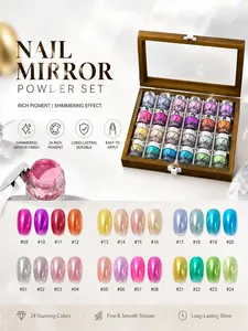 24 Premium <b>Magic</b> Mirror Nail Powders, a Color Chart, and Nail Swabs. a Storage <b>Box</b> Is Also Included. Suitable for Nail Art Begin - Product Image 1