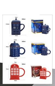 Mug à café en céramique de 500 ml, boîte de police Tardis de Doctor Who, avec couvercle, pour thé, lait, mugs créatifs, cadeaux de Noël pour enfants - Product Image 4