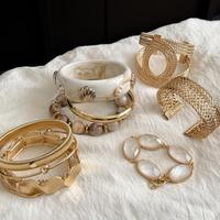 Ensemble de bracelets en alliage plaqué or pour femmes, style européen et américain, géométriques, empilables, bijoux tendance et luxueux pour un usage quotidien
