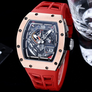 Men's tonneau-shaped tourbillon skeleton <b>watch</b>, red <b>rubber</b> automatic mechanical <b>watch</b> 30-01 - Product Image 6