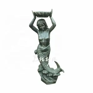 Offre Spéciale Coulée De Fer Bronze Couleur Debout En Métal Taille Réelle Jardin Pelouse Piscine Ornements Sirène Sculpture Statue En Plein Air