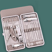 Ensemble coupe-ongles en acier inoxydable, 19 pièces, ciseaux pour peau morte, kit de nettoyage et de toilettage