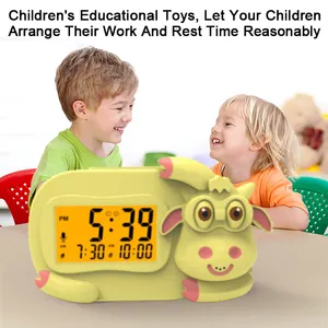 Детские часы с будильником мальчик и девочка любимая милые животные часы Сна тренер для детей со светом