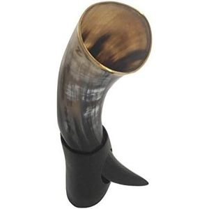 PARIJAT HANDICRAFT Authentic Medieval Inspired Viking <b>Drinking</b> Horn Handmade 16-18 Ounce Capacity Mug with <b>Stand</b> - Product Image 1