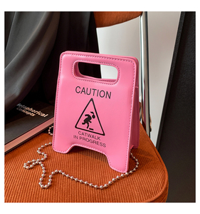 Migliori nuovi prodotti moda impermeabile catena di tendenza segnale di avvertimento a forma di tracolla borsa da donna - Product Image 4