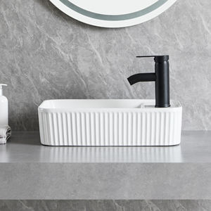 Vente d'usine Lavabo rectangulaire blanc en céramique Facile à nettoyer Lavabo de comptoir pour <span class=keywords><strong>petite</strong></span> salle de bain - Product Image 4