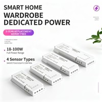 Alimentation LED pour armoire avec interface DuPont 12V 24V, transformateur intelligent pour armoire avec capteur de mouvement PIR et interrupteur tactile à balayage de main