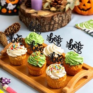 Décoration de gâteau en papier Nicro Original Factory Black Spider Web avec motif chauve-souris pour anniversaire, fête d'Halloween, cupcake, dessert - Product Image 6