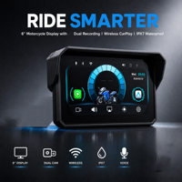 Bestsonic - Navegador para Motocicleta con Pantalla Táctil de 6 Pulgadas, Resistente al Agua, Android Auto, Carplay, Monitor, Cámara de Doble Lente con Grabación