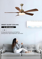 Ventilateur de plafond LED moderne et silencieux avec moteur DC sans balais en cuivre, télécommande, 5 pales, 6 vitesses, intensité variable, température de couleur 3000-6000K