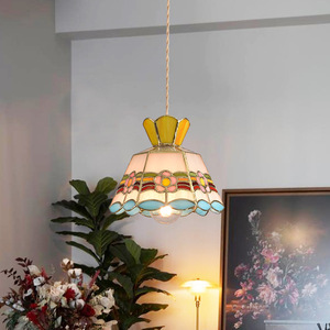 New nhà máy bán hàng trực tiếp LED Chandelier kính màu chuỗi ánh sáng bị đình chỉ luminaire Victorian Tiffany Mặt dây chuyền đèn - Product Image 6