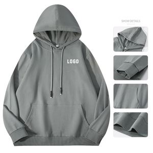 เสื้อฮู้ดดี้ผู้ชายไซส์ใหญ่คุณภาพสูงแบบ OEM ผ้าฝ้าย ยูนิเซ็กส์ สำหรับฤดูหนาว พิมพ์ลายโลโก้ 3 มิติแบบพัฟโฟมตามสั่ง เสื้อฮู้ดดี้แบบสวมหัวสำหรับผู้ชาย - Product Image 2