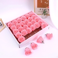 Aierflorist 30 pièces par boîte Têtes de roses en cristal brillant, roses bleues simulées, roses poudrées or pour la fête des mères