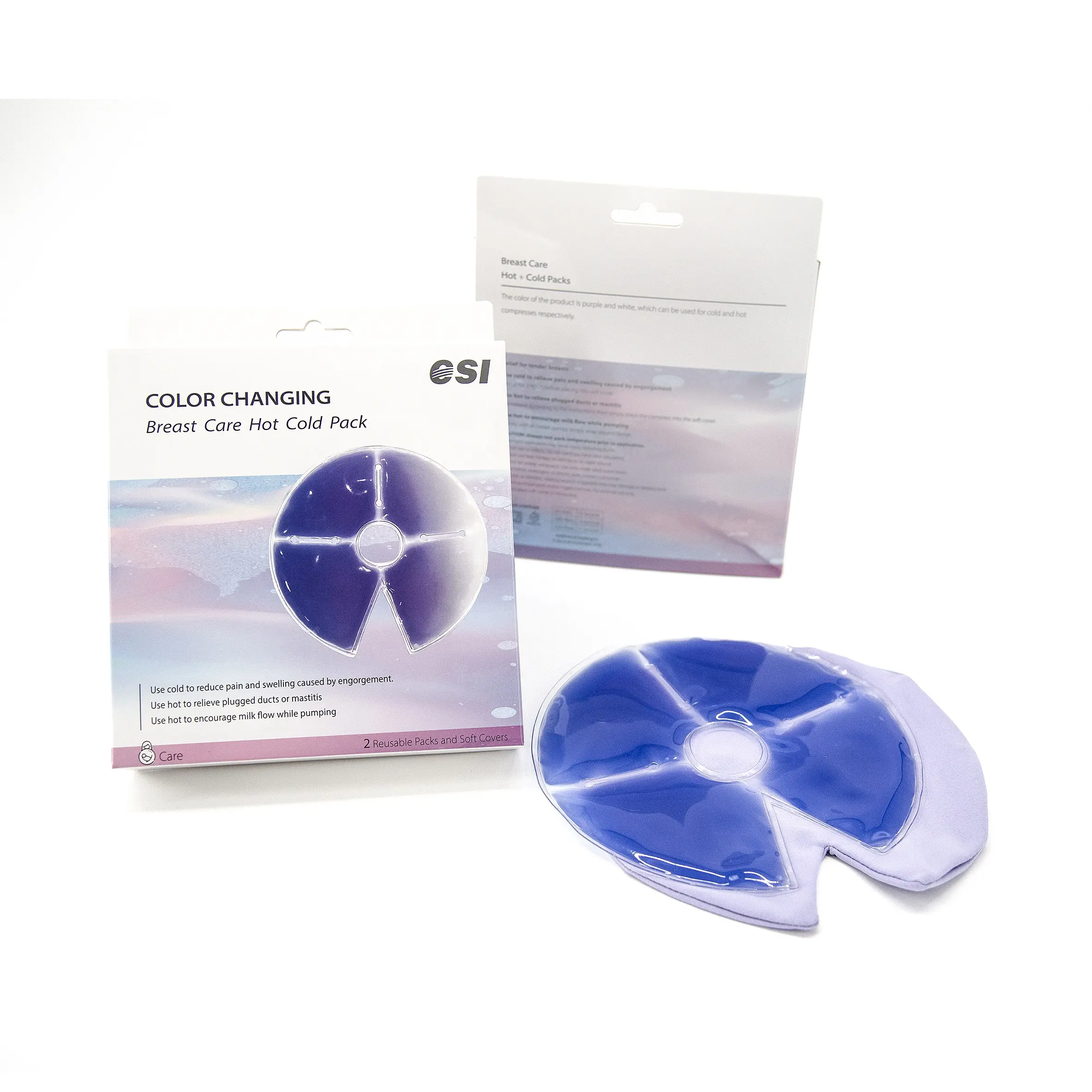 CSI Patented Hot and Cold Breast Nursing Cooling Gel Pack Color Change Breast Therapy Pack