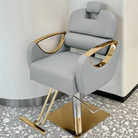Fauteuil de Barbier Moderne en Métal Électroplaqué, Relevable, en Cuir Simple, pour Coiffure et Coloration, Inversable