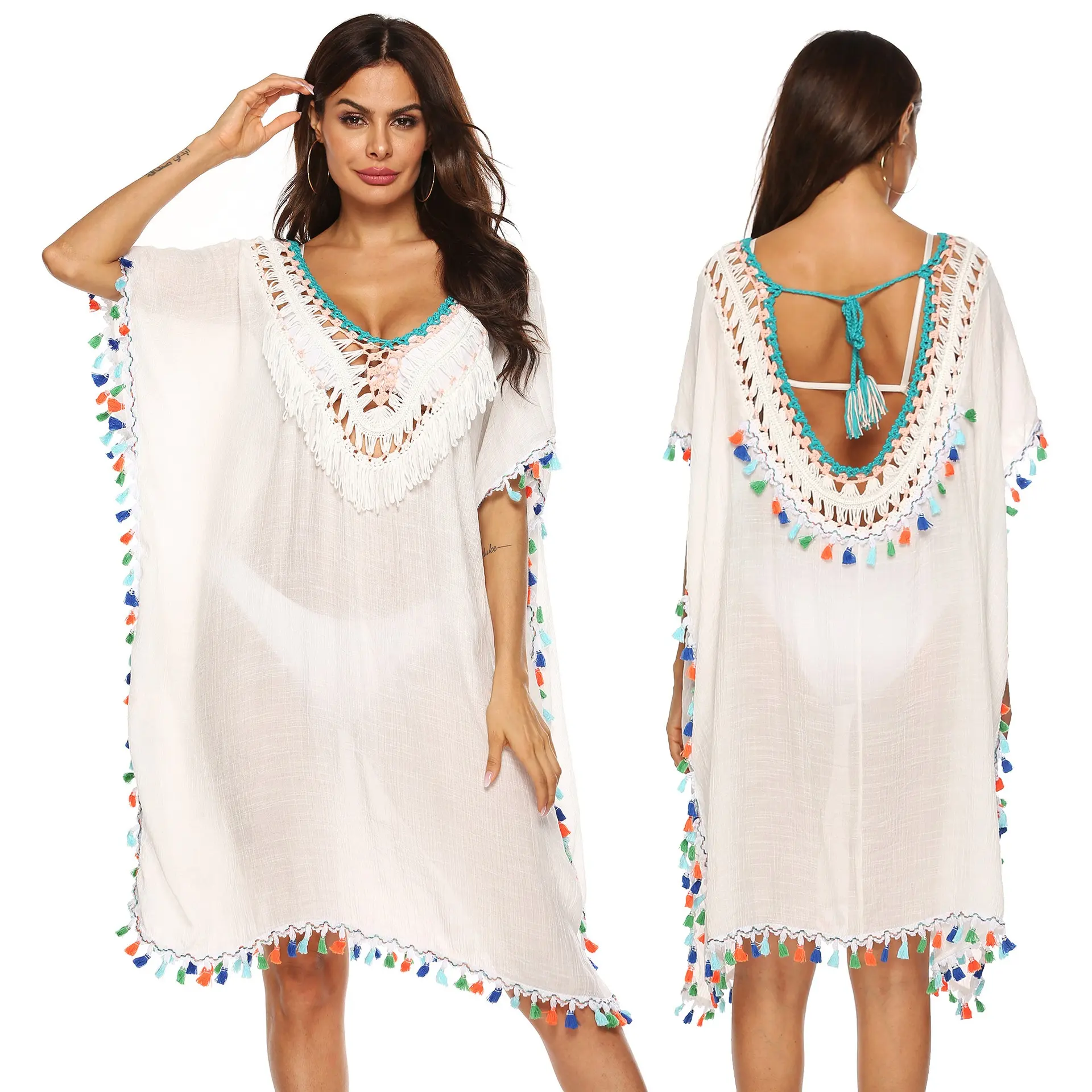 Plain White Beach Dress Lady Elegant Summer for Women beach luxury dress