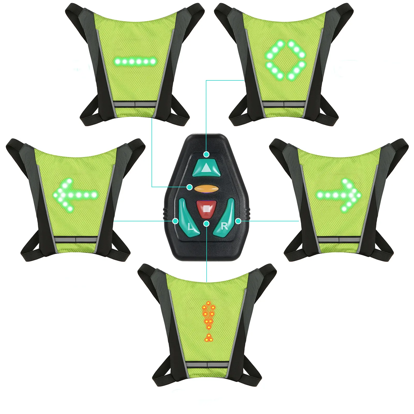 safety bike indicators vest chaleco reflectante led corriendo chaleco reflectante wireless turn signal jacket gears gilet frecce