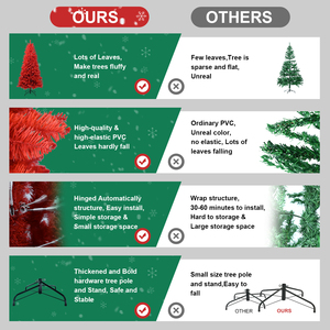CHRISMAS TREE BER 6FT PVC albero rosso Mini 180cm in piedi albero artificiale Pre-illuminato ago di pino di alta qualità per decorazioni esterne - Product Image 6
