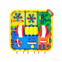 Ciudad de Diversión Inflable Comercial Arcoíris Carnival, Castillo Hinchable Grande de PVC para Niños, Alquiler para Festivales, Eventos y Fiestas