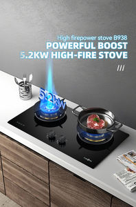 Estufa de <span class=keywords><strong>Gas</strong></span> de Doble Quemador para Uso Doméstico, Nuevo Modelo, Electrodoméstico de Cocina Integrado, Superficie de Vidrio Templado, Perilla de Metal Esmaltada - Product Image 5