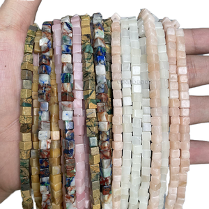 Cuentas de Piedras Preciosas Naturales S&H, Cuentas de <span class=keywords><strong>Piedra</strong></span> Cúbicas Lisas Cortadas a Mano, Suministros para la Fabricación de Joyería DIY, Hilo de 38 cm y 2 mm - Product Image 1