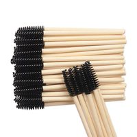 Brosse à mascara jetable avec manche en bois et brosse en nylon, bâtonnets en bambou écologiques pour cils, 50 pièces par paquet