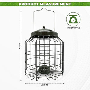 Petdom Suet Fat Ball Feeder Mangeoire à oiseaux résistante aux écureuils de grande taille pour jardin extérieur Cage en métal galvanisé solide - Product Image 5