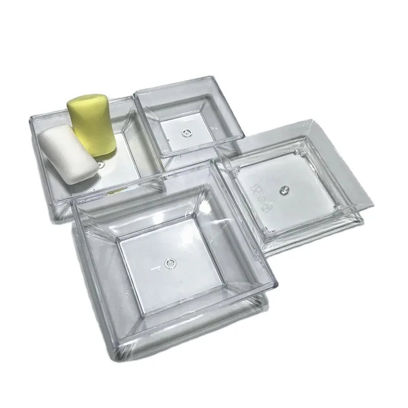 Биоразлагаемые одноразовые квадратные мини-тарелки для аппетита, миниатюрные прозрачные десертные тарелки
