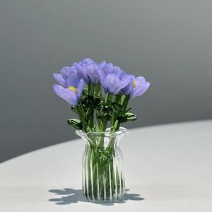 Bouquet de fleurs artificielles en verre cristal à cinq pétales, Calla Lily Tulip, petit vase, ornement de table, <span class=keywords><strong>d</strong></span>écoratif, émaillé, cadeau - Product Image 5