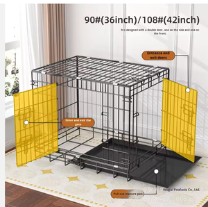 Gabbia per Animali Domestici Pieghevole in Metallo, Stile Classico, per Interni, con Chiusura a Bottone, Protezione Ecologica e Vassoio in Plastica - Product Image 2