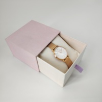 Boîte cadeau pour montre Feist rose, style tiroir, avec doublure intérieure en peluche pour ranger les montres, boîte d'emballage luxueuse pour montre à ouverture coulissante