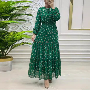 Vestido largo y elegante de moda envuelto con flores de gasa musulmanas de Oriente Medio para mujer - Product Image 4