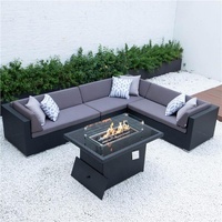 Conjunto de muebles de exterior para Patio y jardín, mesa de mimbre moderna, sofá seccional impermeable