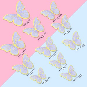 Décoration de gâteau d'anniversaire, insert de pâtisserie, papillon doré coloré, drapeau ondulé avec texte Joyeux Anniversaire, décoration de table de dessert DIY - Product Image 5