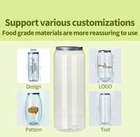 Bouteille en PET de 330 ml avec couvercles en aluminium à anneau de traction, impression personnalisée du logo, du texte et du motif, pour jus, boissons, bière, bouteille scellée en plastique