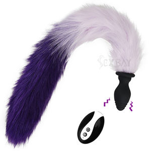 Медицинский силиконовый анальный стимулятор SEXBAY с вибрацией, 10 режимов, светодиодная подсветка, пульт ДУ – хвост лисы/кошки, игрушка для ролевых игр (мужской/женский) - Product Image 1