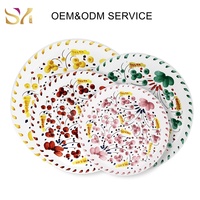 Service de vaisselle en porcelaine fine à motif floral naturel pour mariage, maison et restaurant