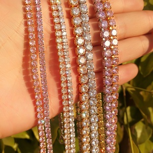 Promotion Collier Tennis 3mm 4mm 5mm disponible, entièrement pavé de zircons CZ ronds, plaqué or 18K, bijoux Iced Out pour femmes et hommes - Product Image 2
