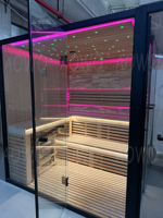 Sauna et bain turc à vapeur moderne personnalisé aristocratique de remise en forme et de réadaptation douche cadre en aluminium verre