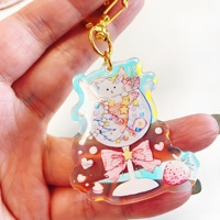 Kpop personnalisé figurine d'anime arc-en-ciel porte-clés en acrylique breloques époxy translucides colorées porte-clés non clair avec bord dégradé