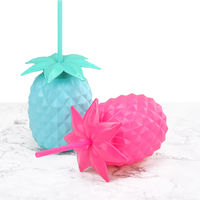 1500ml personnalisé jus 600ml en plastique fruits bulle thé réutilisable en vrac potable ananas forme paille tasses avec paille
