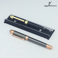 Regalo Empresarial, Bolígrafo de Metal de Alta Gama en Negro y Oro Rosa con Excelente Escritura y Recarga Parker