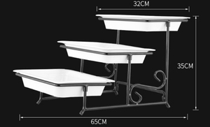 Bandeja de cerámica <span class=keywords><strong>Rectangular</strong></span> de 3 niveles, fábrica OEM, a la venta - Product Image 4