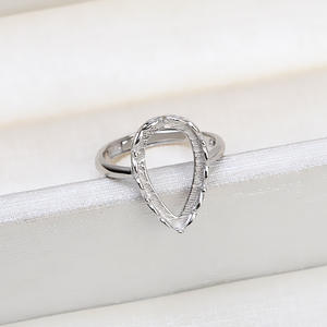 Wenchi S925 Silver DIY 9.5x16mm Drop-Shaped Jade Hollow Holder 6mm Pearl Horse Shell <b>Open</b> <b>Ring</b> Spacers Model 16556 - Product Image 2