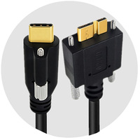 Kabel Data USB Type C Male ke USB 3.0 Micro B Male dengan Sekrup Pengunci untuk Pemasangan Panel pada Peralatan Industri