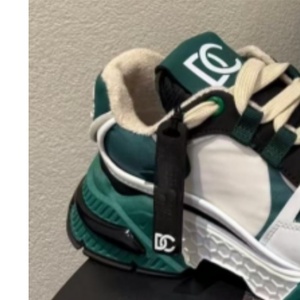 Zapatillas de lujo con cordones, estilo chunky, verde y blanco, punta redonda, forro de felpa, suela de goma acolchada, para todas las estaciones, estilo casual. - Product Image 1
