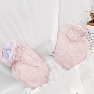 Bouillotte avec housse en peluche gris rose 500L 1000L 2000L, chauffe-mains d'hiver, protection contre la surchauffe, alimentation manuelle - Product Image 2