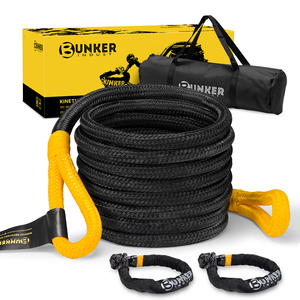 BUNKER INDUST Corde de remorquage robuste de 30 pieds, résistance à la rupture de 55 000 lb, <span class=keywords><strong>sangle</strong></span> cinétique en nylon 66 pour <span class=keywords><strong>4x4</strong></span>, tout-terrain, Jeep, SUV - Product Image 1