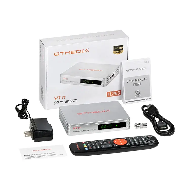 Suppoet Yutube Gtmedia V7 Tt Ondersteuning 1080P Full Hd Dvb-t T2 DVB-C J.83b H.265 Hevc 10bit Settopbox