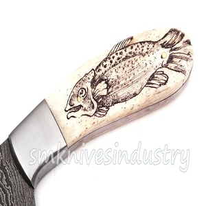มีดล่าสัตว์ดามัสกัส9นิ้ว,มีด Sm ทำจากเหล็กกล้าคาร์บอนสูง4-5มม. พร้อม Scrimshaw Work (Smk1322) Smk1322 PK - Product Image 2